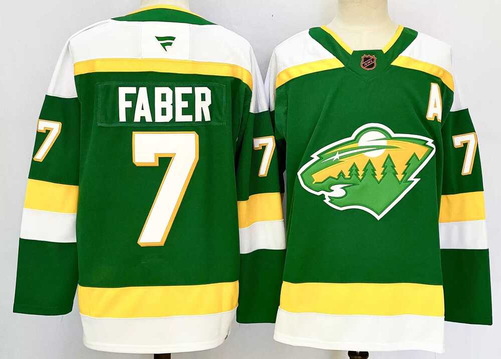 Men's Minnesota Wild #7 Brock Faber Green 2024-25 Alternate With A Patch Stitched Hockey Jersey,We sell and wholesale Men's Minnesota Wild #7 Brock Faber Green 2024-25 Alternate With A Patch Stitched Hockey Jersey on line form chian!